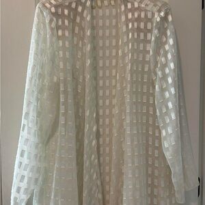 Chic Sheer White Checkered Cardigan